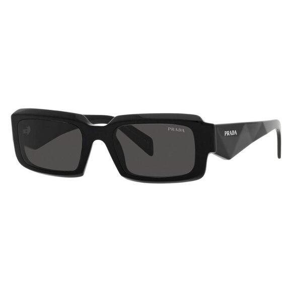 New PRADA Black Rectangle PR 27ZS 16K-08Z Sunglasses Women - Picture 1 of 8